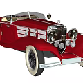 Red Vintage Convertible Car With Classic Open Top And Old Fashioned Design