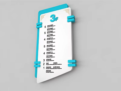 Modern Building Directory Signage With 3F Indication And Multiple Floor Listings 3d model