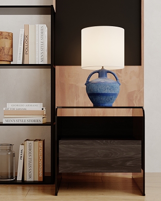 Modern Table Lamp Table Lamp Side Bookshelf 3d model