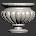 Classic White Ceramic Planter With Scalloped Design And Pedestal Base