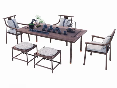 New Chinese Tea Table and Chair 3d model