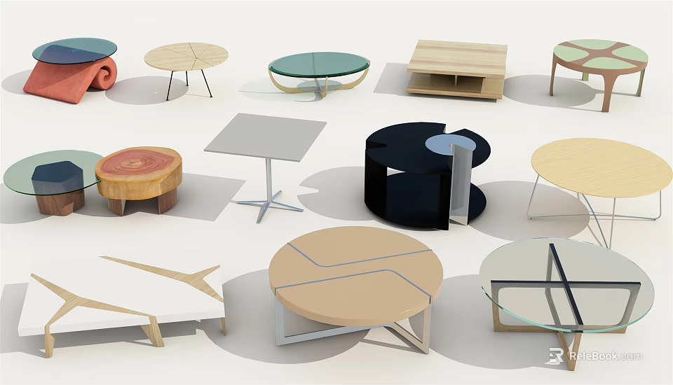 Assorted Modern Coffee Tables With Unique Designs Different Materials And Shapes 3d model