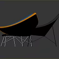 Vibrant Blue Gray Orange Single Chairs With Teardrop Shape And Metal Legs In Dark Background
