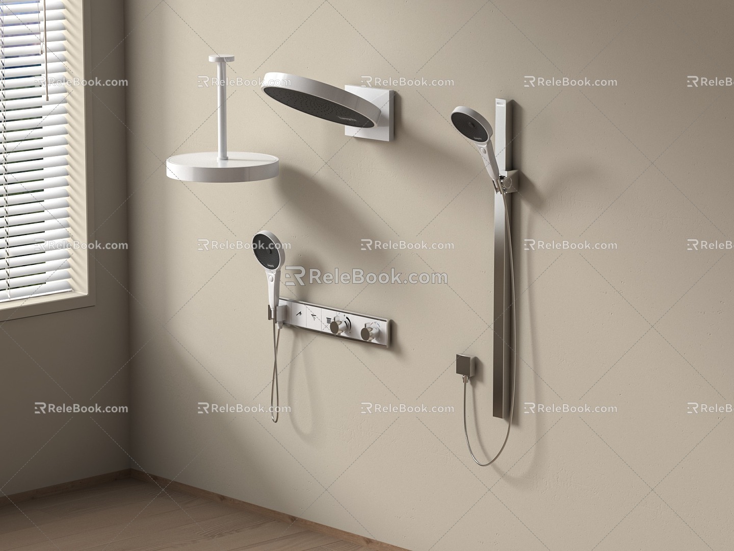 Shower shower switch combination bathroom small pieces 3d model