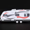 Eagle Travel Trailer With White Exterior Red Gray Graphics And Windows 3d model