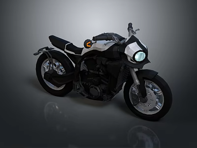 Modern Black and White Motorcycle With Streamlined Design Round Headlight And Alloy Wheels 3d model