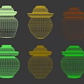 Traditional Ceramic Jars With Decorative Patterns And Lids In Various Designs 3d model