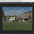 Modern Luxury Villa Exterior With Spacious Green Lawn And Lush Greenery Under Clear Blue Sky