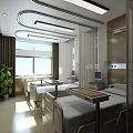 Bright Hospital Ward Interior With Two Beds White Sheets Curtains And Plants