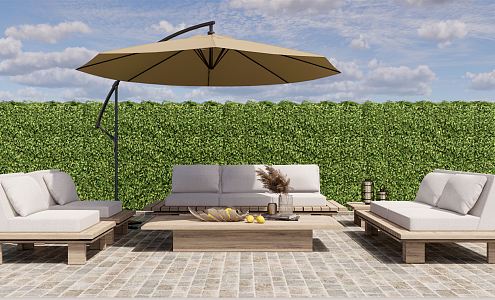 Modern Outdoor Sofa Outdoor Leisure Sofa Coffee Table Combination Outdoor Sun Umbrella Table and Chair Leisure Courtyard 3d model