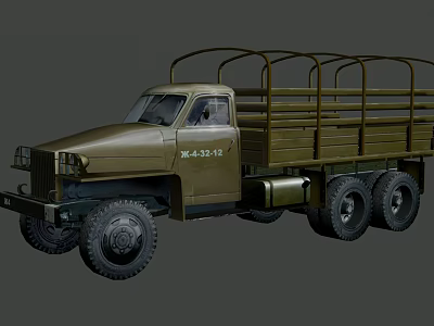Military Green Functional Vehicle With Open Cargo Bed And Multi Wheel Design 3d model