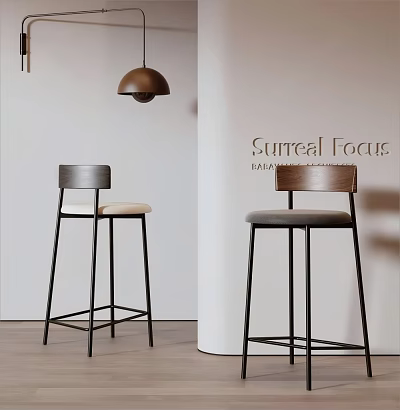 Modern Bar Stools With Metal Frame Upholstered Seat And Backrest In Minimalist Interior 3d model