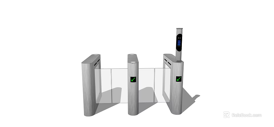Public Facility Turnstile With Metal Structure And Transparent Barriers For Access Control 3d model 