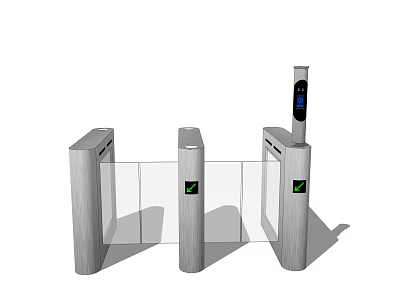 Public Facility Turnstile With Metal Structure And Transparent Barriers For Access Control 3d model