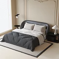 Kids Bed with Gray Leather Headboard White Pillows Gray Quilt and Nightstands with Lighting