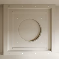 Modern White Ceiling Design With Circular Center Square Frame And Decorative Trim