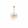 Elegant Modern Chandelier With Golden Frame And Leaf Shaped Glass Shades