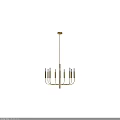 Modern Brass Chandelier with Multiple Slim Arms and Clear Bulbs for Interior Decor