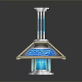 Technical Industrial Equipment With Transparent Structure Blue Glowing Components And Multi Layer Design