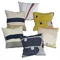 Assorted Design Throw Pillows With Striped Geometric Patterns And Colorful Textures 3d model