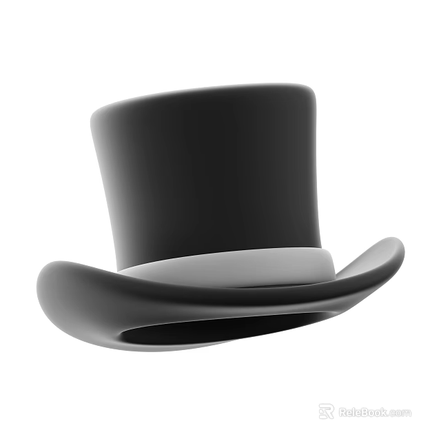 Classic Black Top Hat With White Band For Formal Attire And Events 3d model 