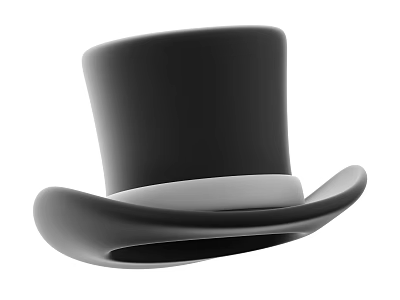 Classic Black Top Hat With White Band For Formal Attire And Events 3d model