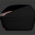 Modern Black Motorcycle Trunk With Red Light Accents And Textured Surface 3d model