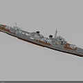 Detailed Military Warship Model With Scale Design And Naval Weapon Features