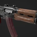 Classic Assault Rifle With Wooden Stock Metal Construction And Detachable Magazine
