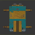 Turquoise And Yellow Industrial Machine With 9P Logo And BRINKMANN Support Stands