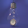 Transparent Light Bulb With Small Alarm Clock Inside On Blue Background 3d model