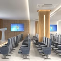 Modern Conference Room Interior With Rows Of Comfortable Seats And Large Digital Screens