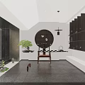 Modern Specialty Store Interior With Wooden Counter Display Shelves And Warm Lighting