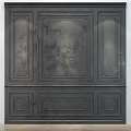 Dark Textured Wall Panel With Ornate Frame And Decorative Design Elements 3d model