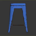 Blue Metal Stool with Rustic Details and Industrial Design Style