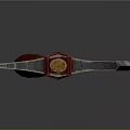 Decorative Axe With Intricate Carved Blade And Orange Wooden Handle Red Wrapped