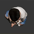 Little Boy Hugging Puppy Sitting On Black Floor Wearing White T-shirt And Blue Shorts