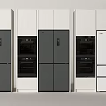 Modern Refrigerators and Freezers in Different Kitchen Styles with Sleek Design 3d model