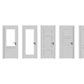 White Modern Hinged Doors With Solid And Glass Panel Designs For Interior