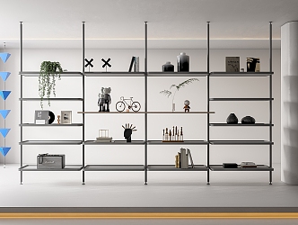 Modern Shelf Bookshelf Book Ornaments 3d model