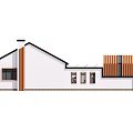 Detached House with Solar Panels on Roof and Courtyard Garden with Green Plants
