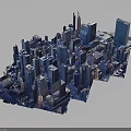 Detailed 3D City Model Showcasing Urban Building Complex And Skyscraper Architecture