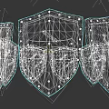 Medieval Green Shields With White Cross Design Metal Rivets And Wooden Back Panels