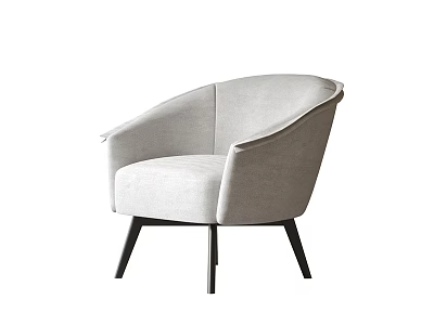 Light Gray Fabric Accent Chair with Curved Backrest and Black Slender Legs 3d model