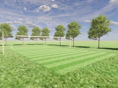 Outdoor Sports Fitness Training Space With Green Grass Field And Soccer Goal 3d model