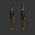 Detailed Sci Fi Yellow and Gray Dual Heavy Energy Weapons Mechanical Design