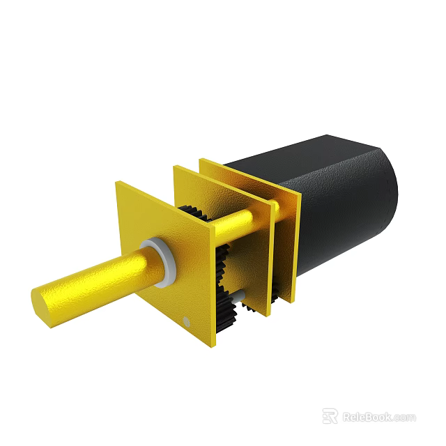 Yellow Black Industrial Mechanical Gear Shaft Housing Device Assembly Structure 3d model 