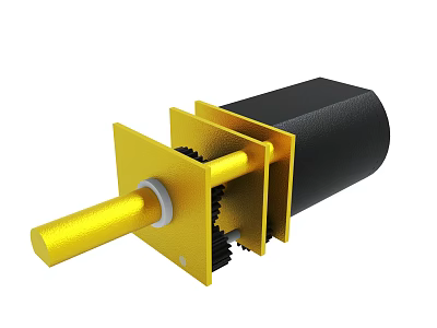 Yellow Black Industrial Mechanical Gear Shaft Housing Device Assembly Structure 3d model