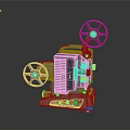 Vintage Film Projector With Dual Reels Metal Body And Control Knobs