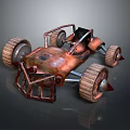 Rusty Off Road Buggy With Metal Frame And Large Treaded Wheels 3d model